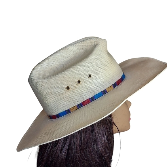 Vintage Stetson XXX 30X Natural Straw Cowboy Hat Size 7 Western Rodeo Ranch USA main image 4